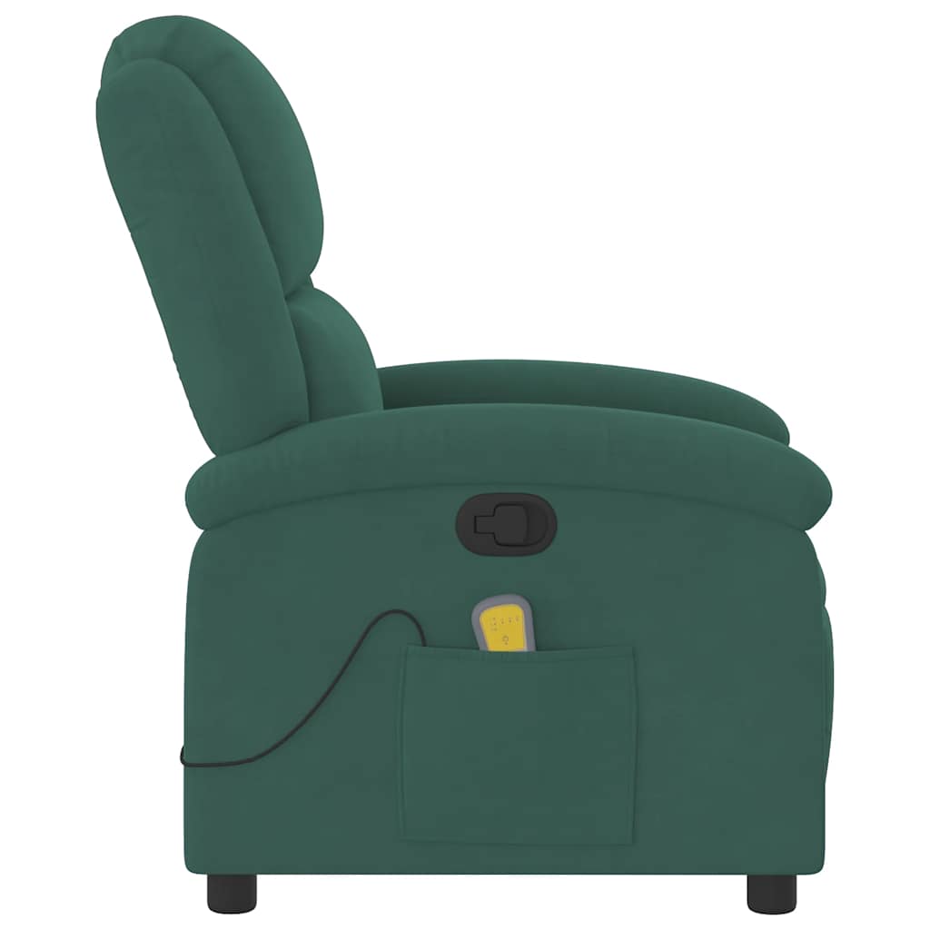 Fauteuil inclinable de massage vert foncé velours - XIOS