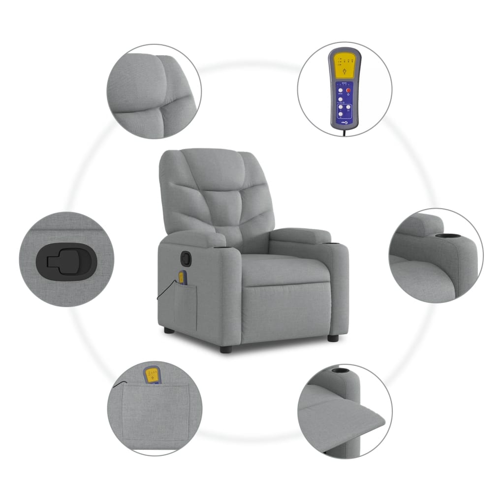 Fauteuil inclinable de massage gris clair tissu - XIOS