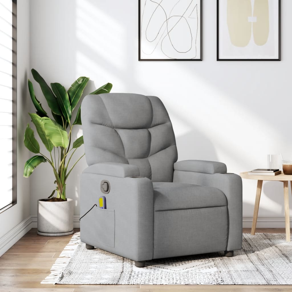 Fauteuil inclinable de massage gris clair tissu - XIOS