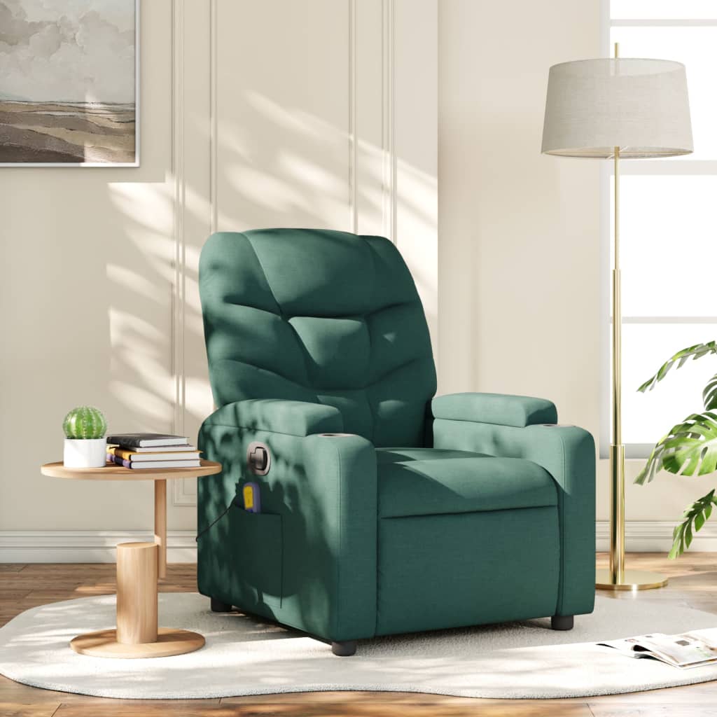 Fauteuil inclinable de massage vert foncé tissu - XIOS