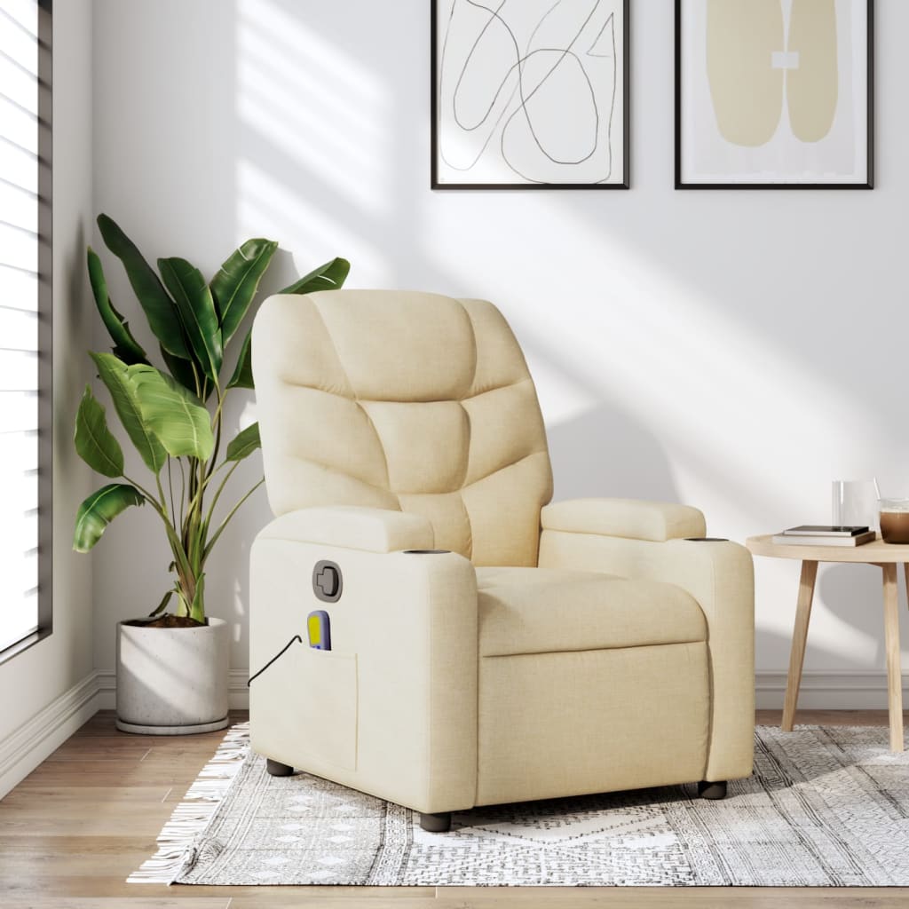Fauteuil inclinable de massage crème tissu - XIOS