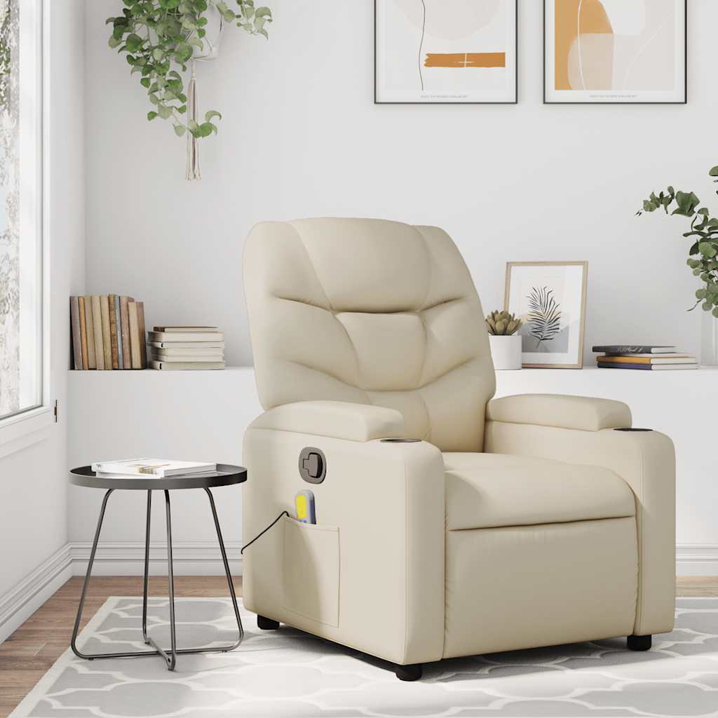 Fauteuil de massage inclinable crème similicuir - XIOS