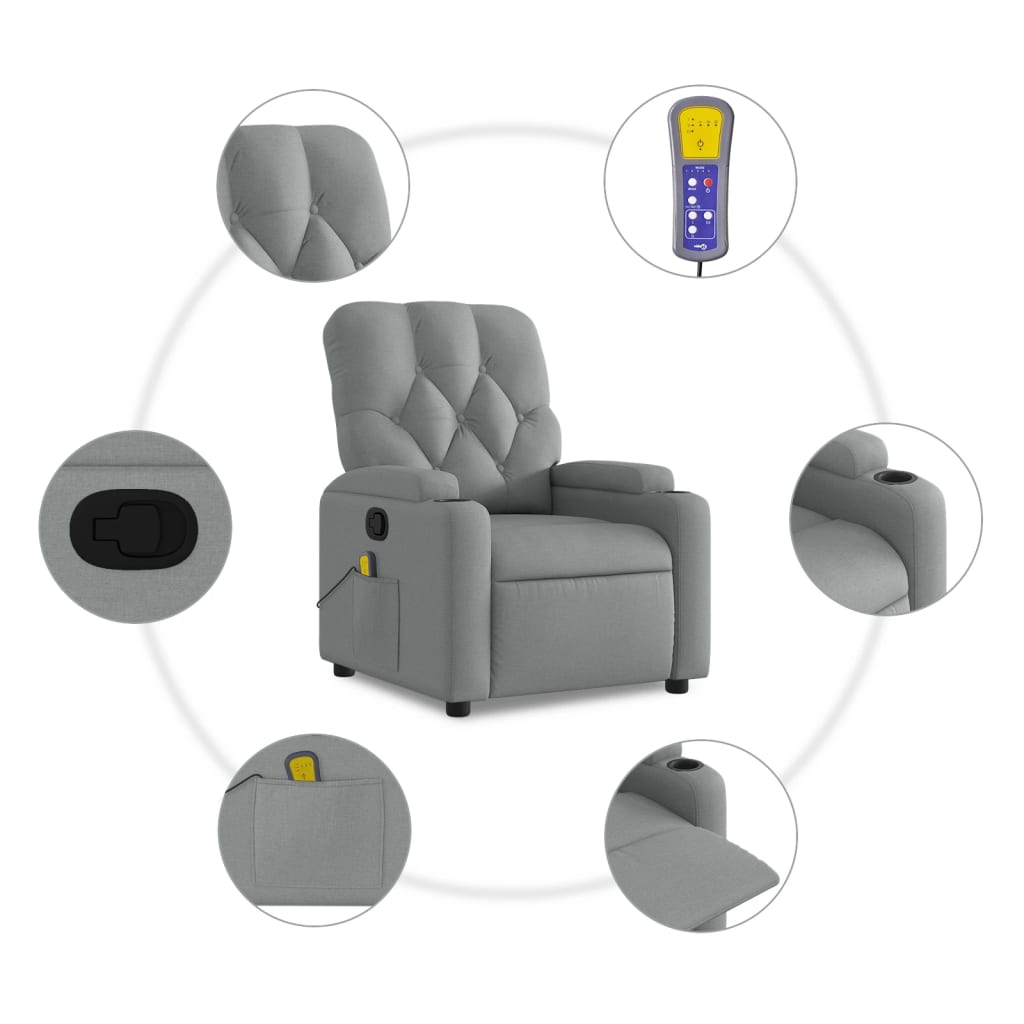 Fauteuil inclinable de massage gris clair tissu - XIOS