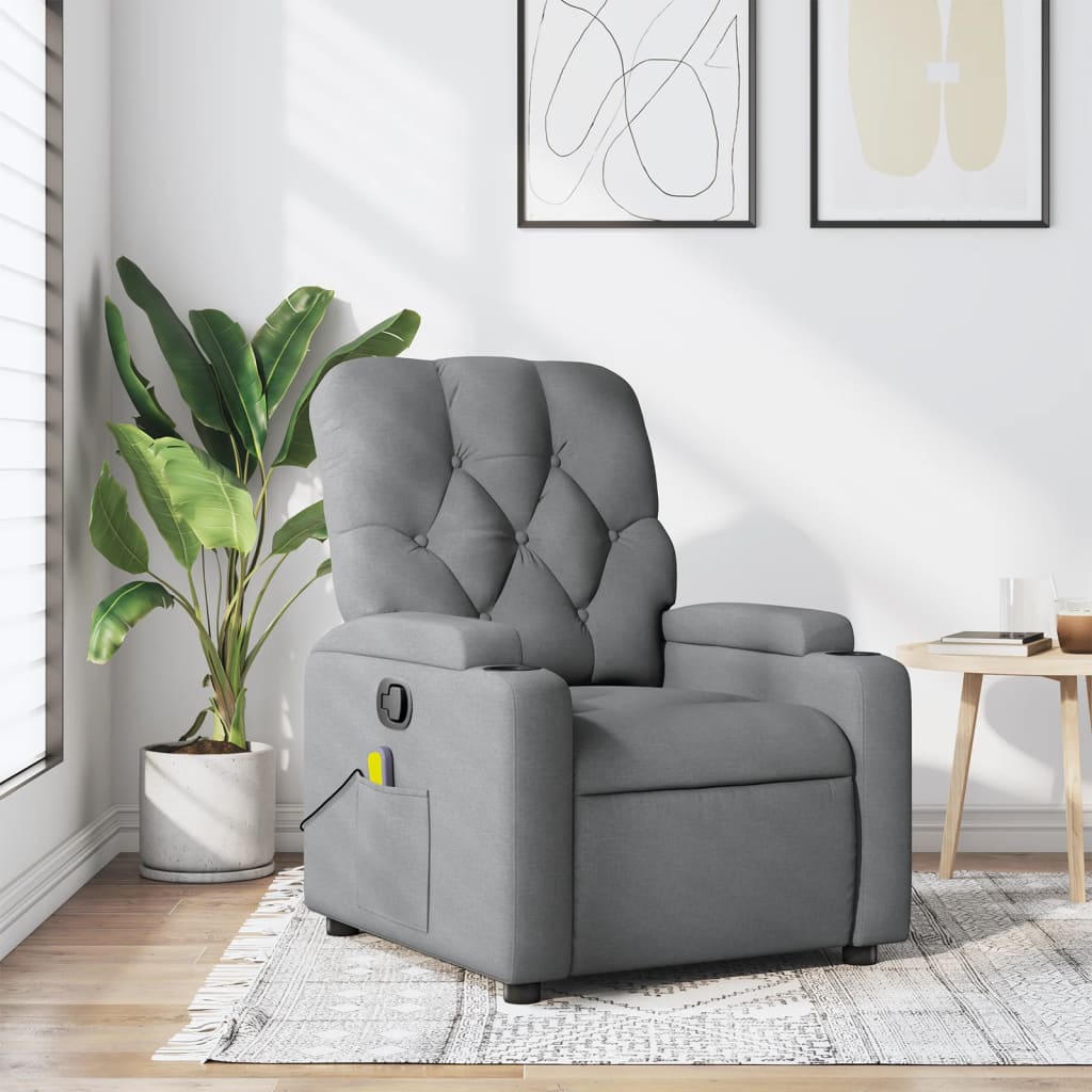 Fauteuil inclinable de massage gris clair tissu - XIOS