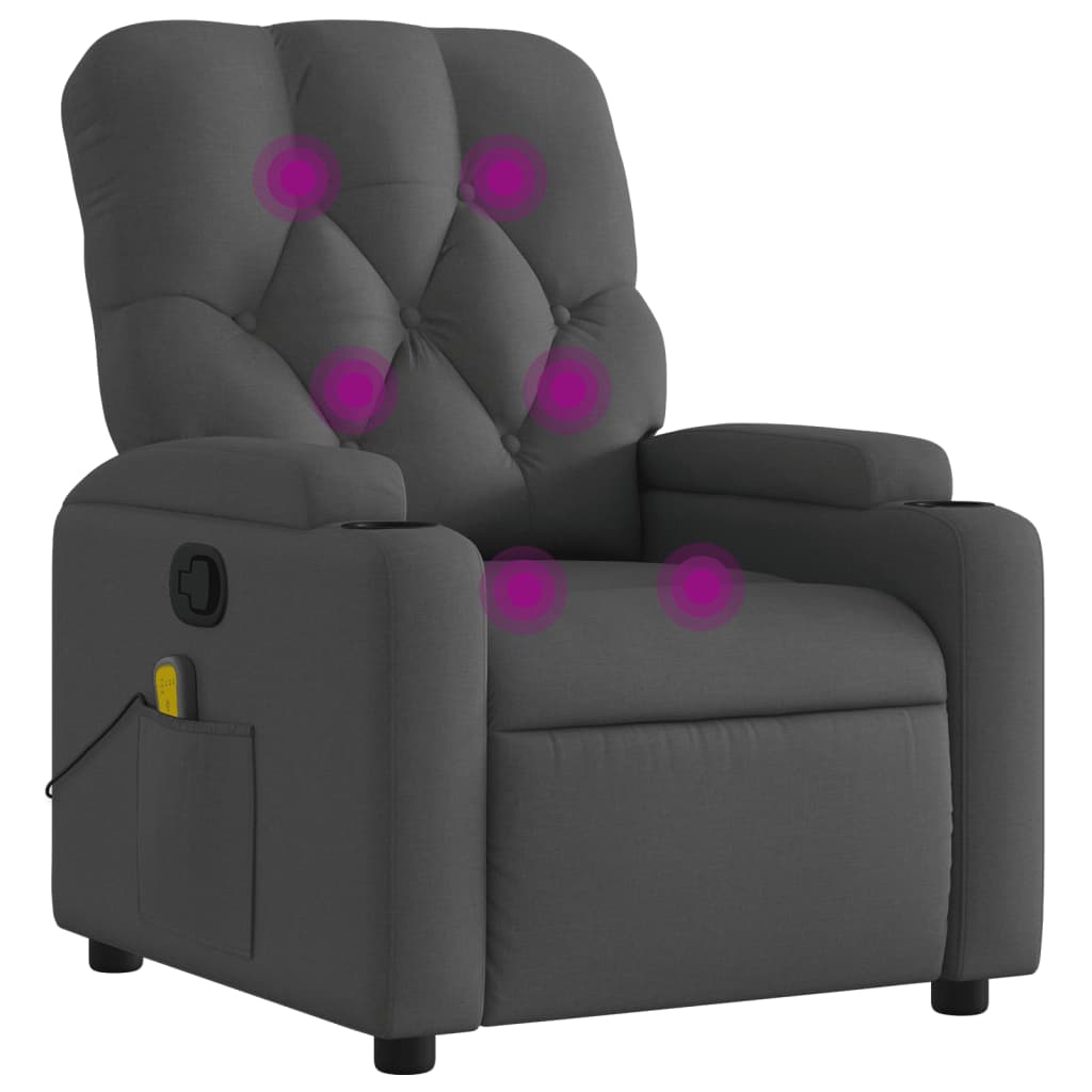 Fauteuil inclinable de massage gris foncé tissu - XIOS