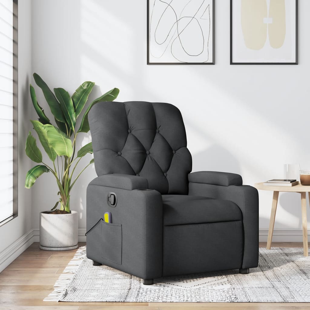 Fauteuil inclinable de massage gris foncé tissu - XIOS