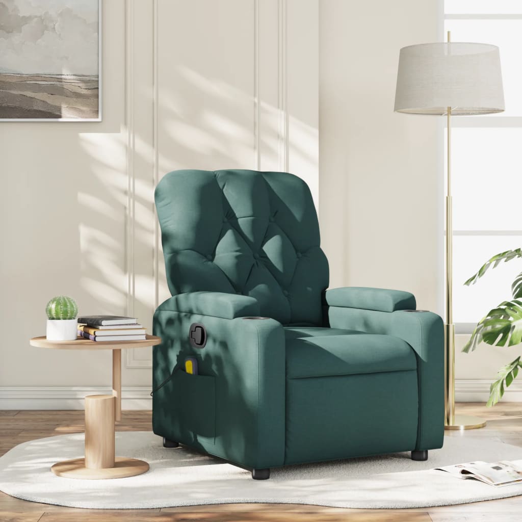 Fauteuil inclinable de massage vert foncé tissu - XIOS