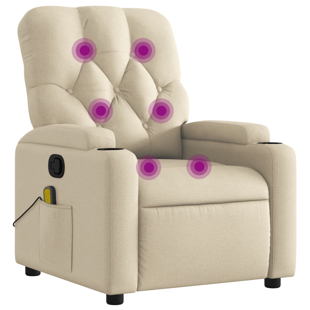 Fauteuil inclinable de massage crème tissu - XIOS