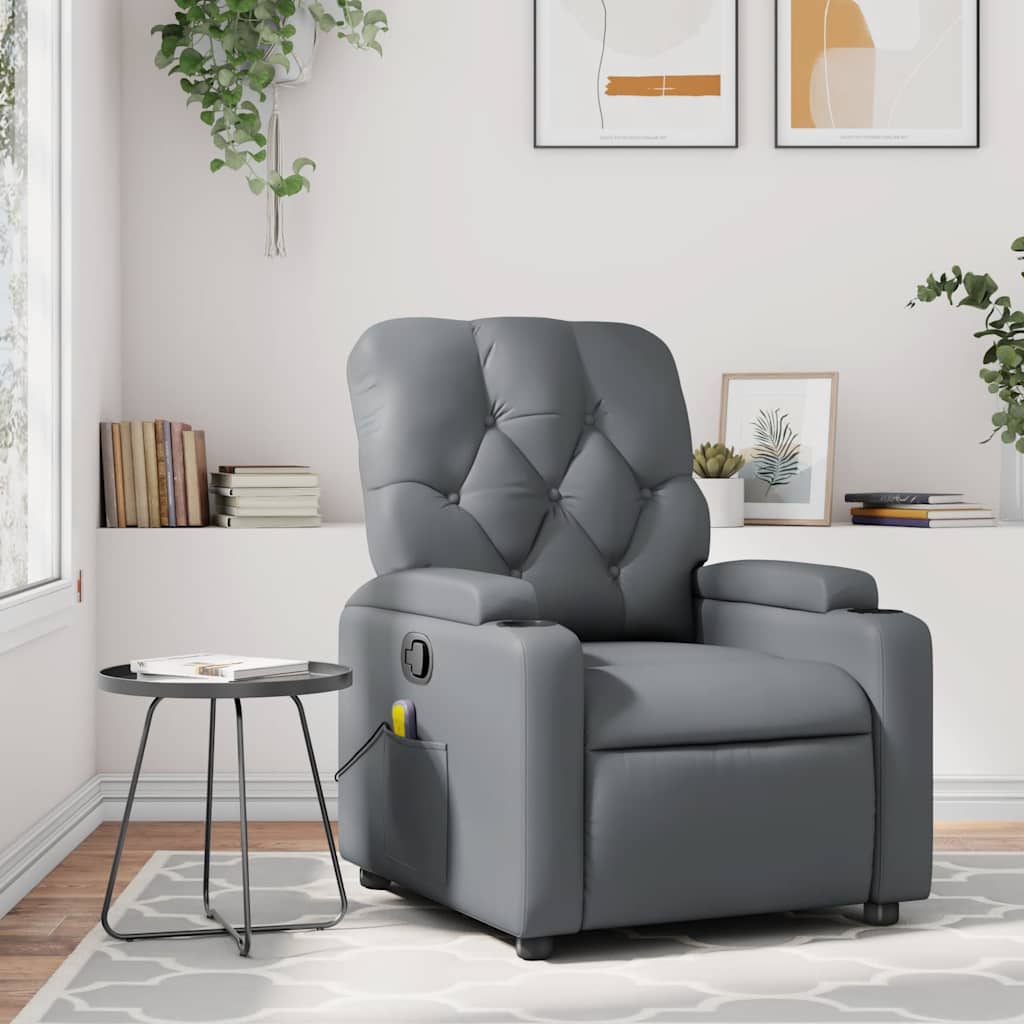 Fauteuil de massage inclinable gris similicuir - XIOS