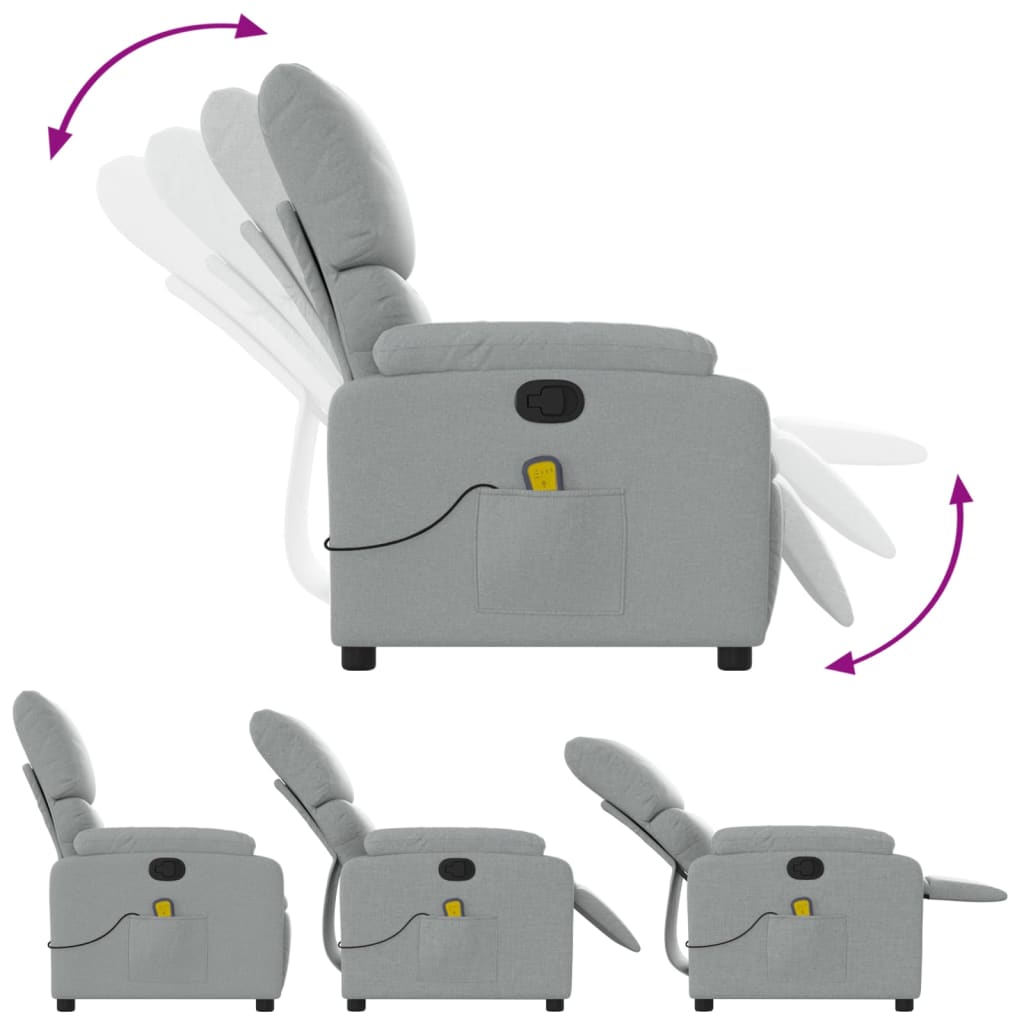 Fauteuil inclinable de massage gris clair tissu - XIOS