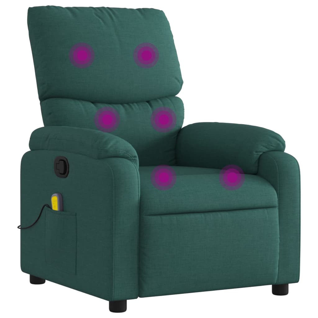 Fauteuil inclinable de massage vert foncé tissu - XIOS