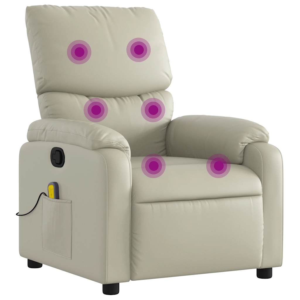 Fauteuil de massage inclinable crème similicuir - XIOS
