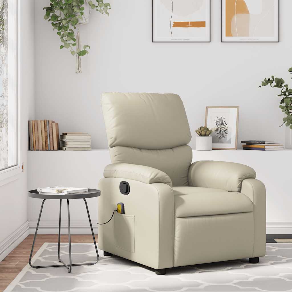 Fauteuil de massage inclinable crème similicuir - XIOS