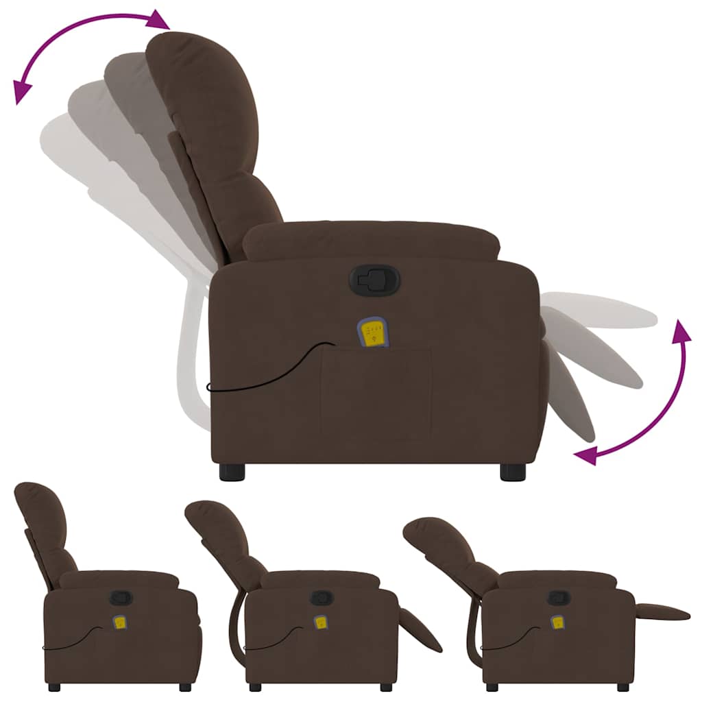 Fauteuil inclinable de massage marron tissu microfibre - XIOS