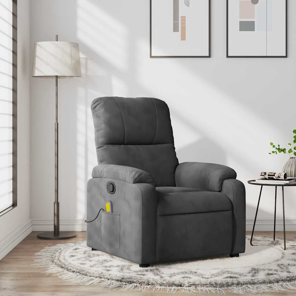Fauteuil inclinable de massage gris foncé tissu microfibre - XIOS