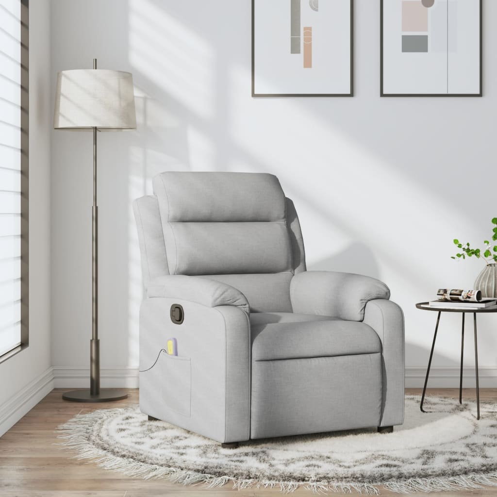 Fauteuil inclinable de massage gris clair tissu - XIOS