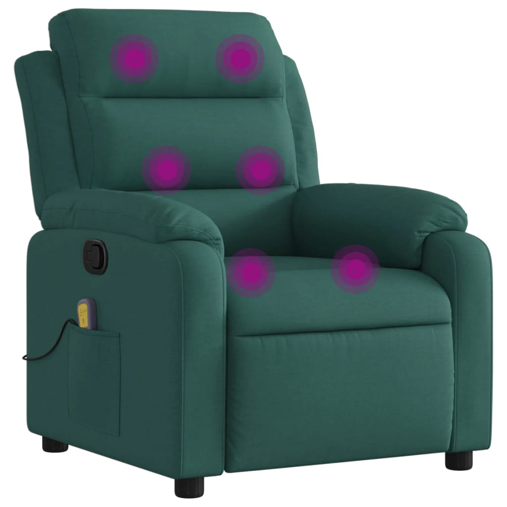 Fauteuil inclinable de massage vert foncé tissu - XIOS