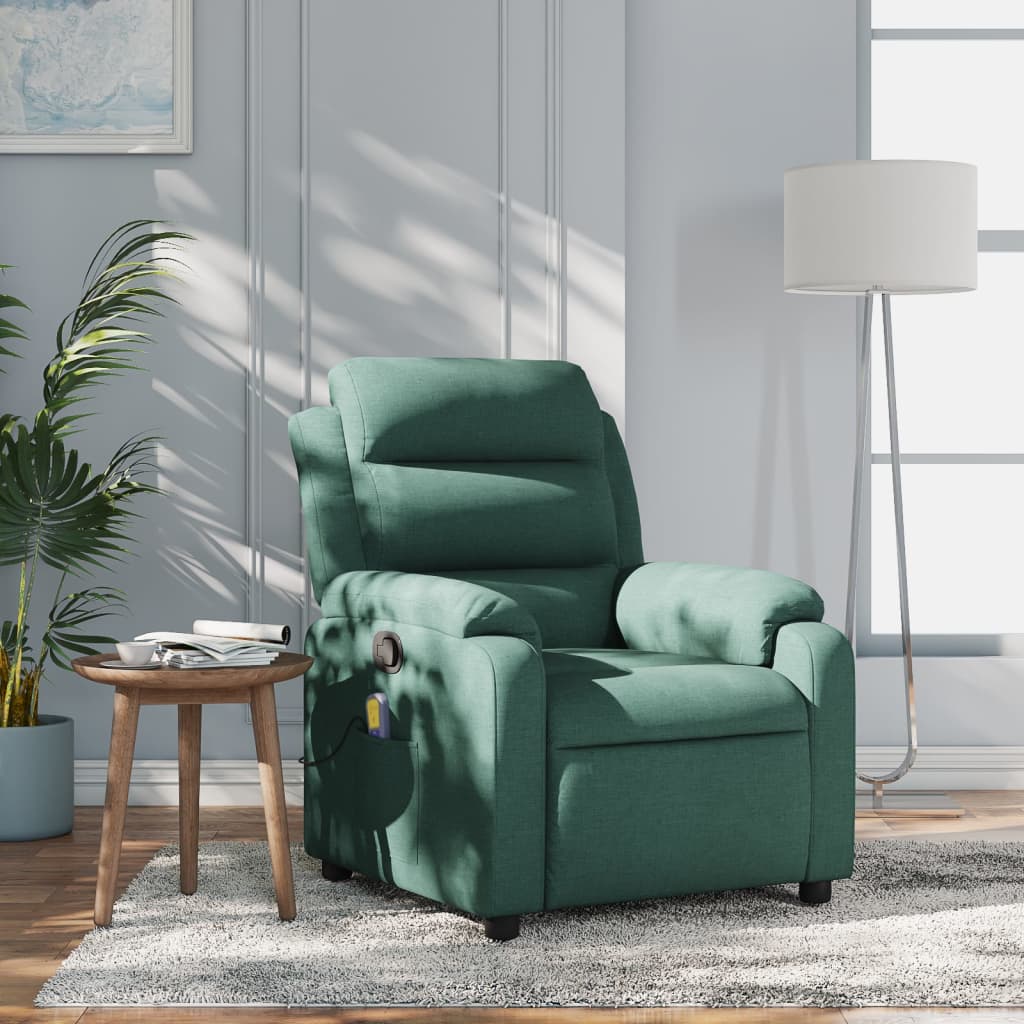 Fauteuil inclinable de massage vert foncé tissu - XIOS