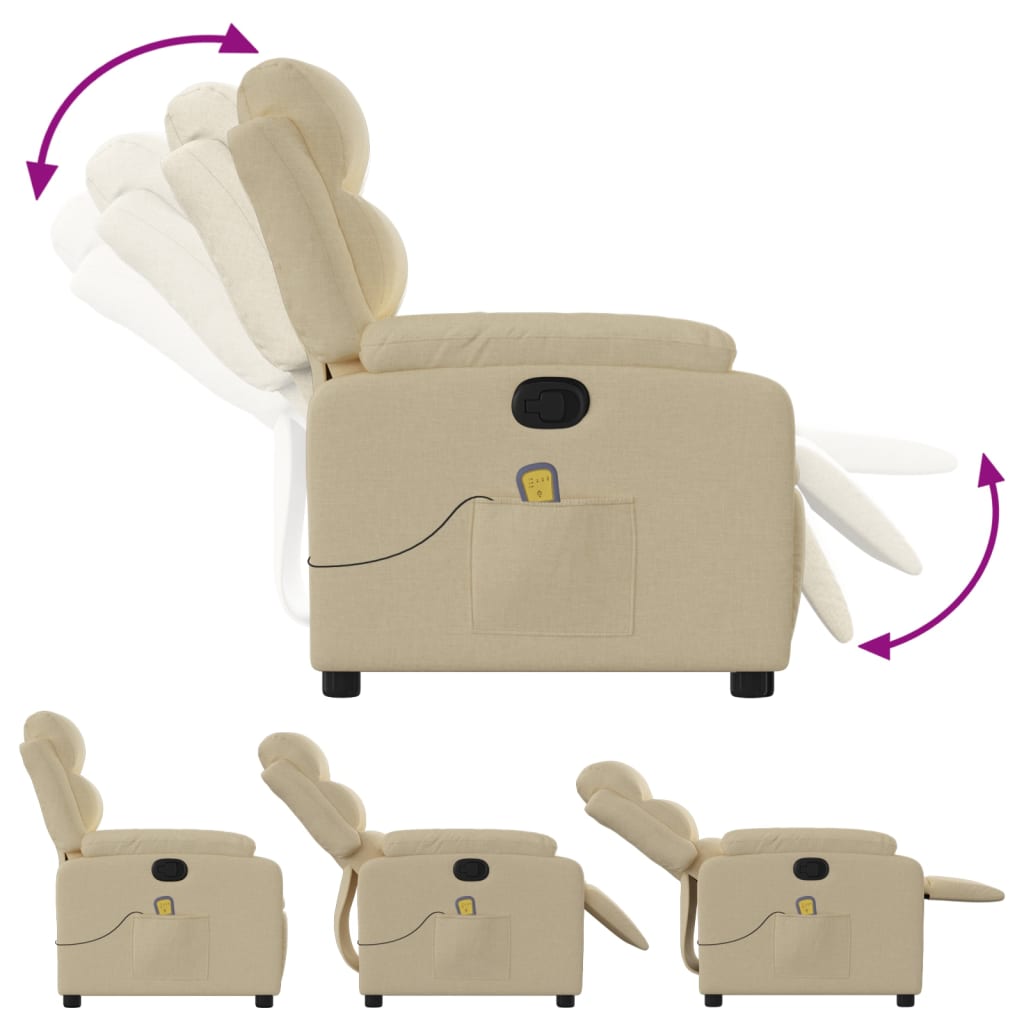 Fauteuil inclinable de massage crème tissu - XIOS