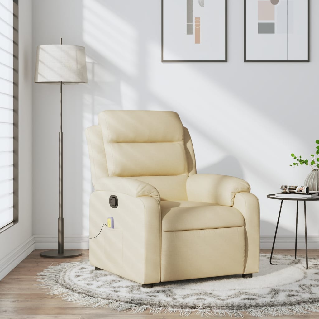 Fauteuil inclinable de massage crème tissu - XIOS