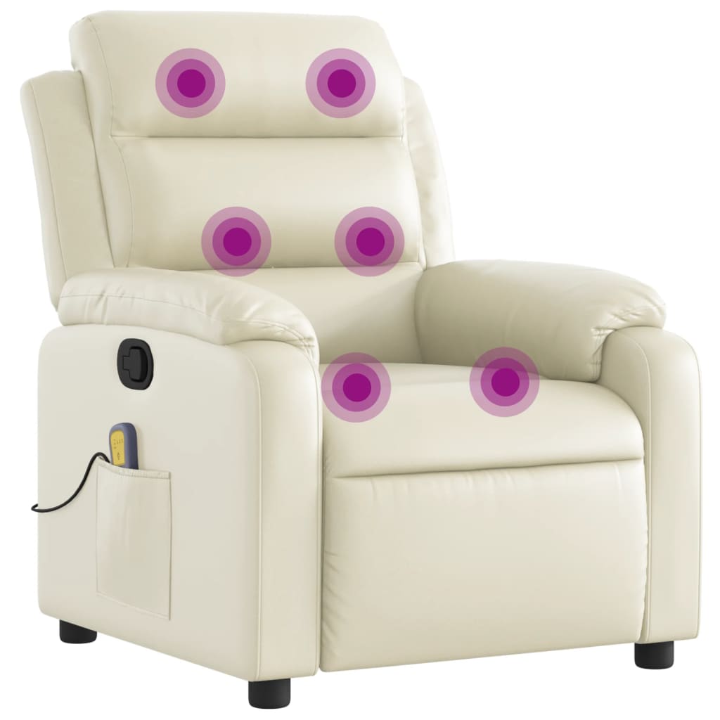 Fauteuil de massage inclinable crème similicuir - XIOS