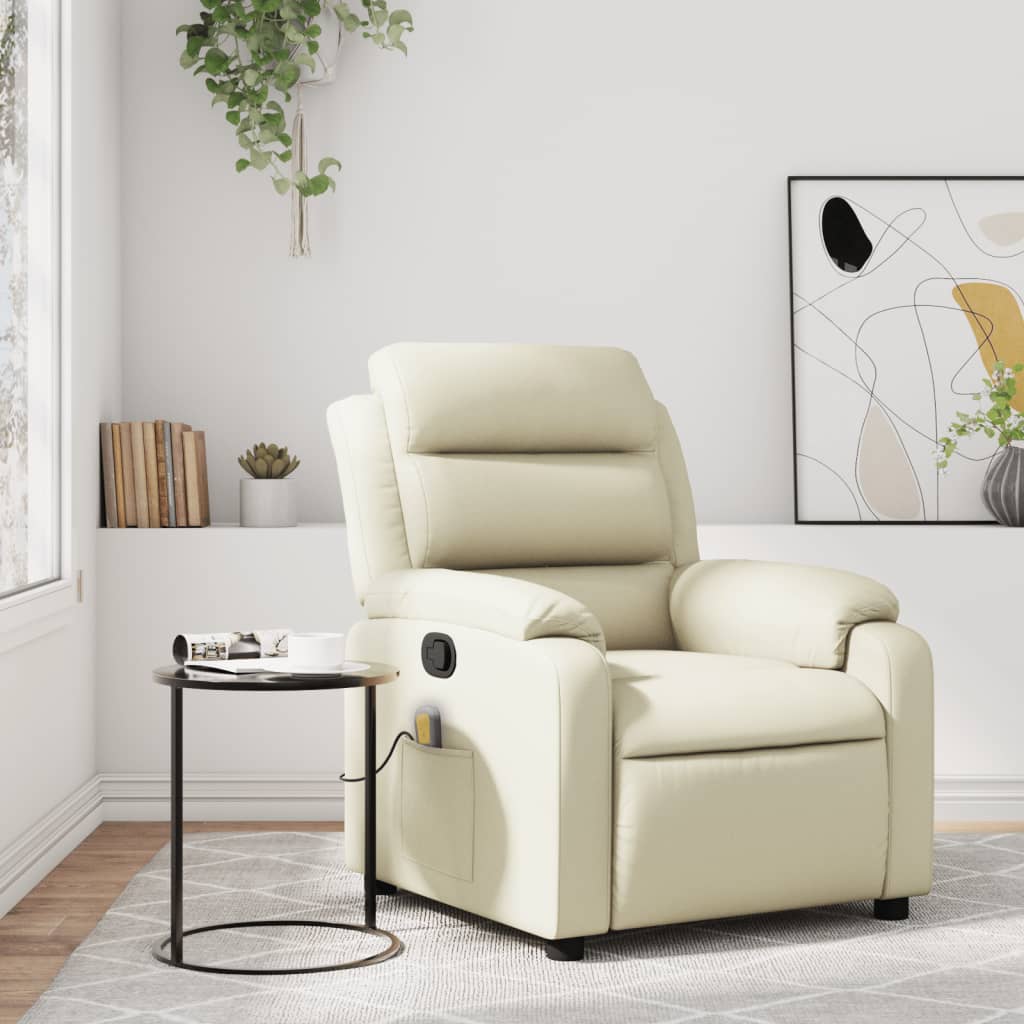 Fauteuil de massage inclinable crème similicuir - XIOS