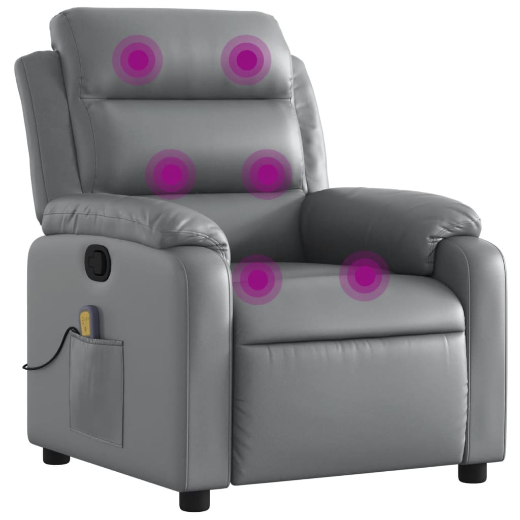 Fauteuil de massage inclinable gris similicuir - XIOS