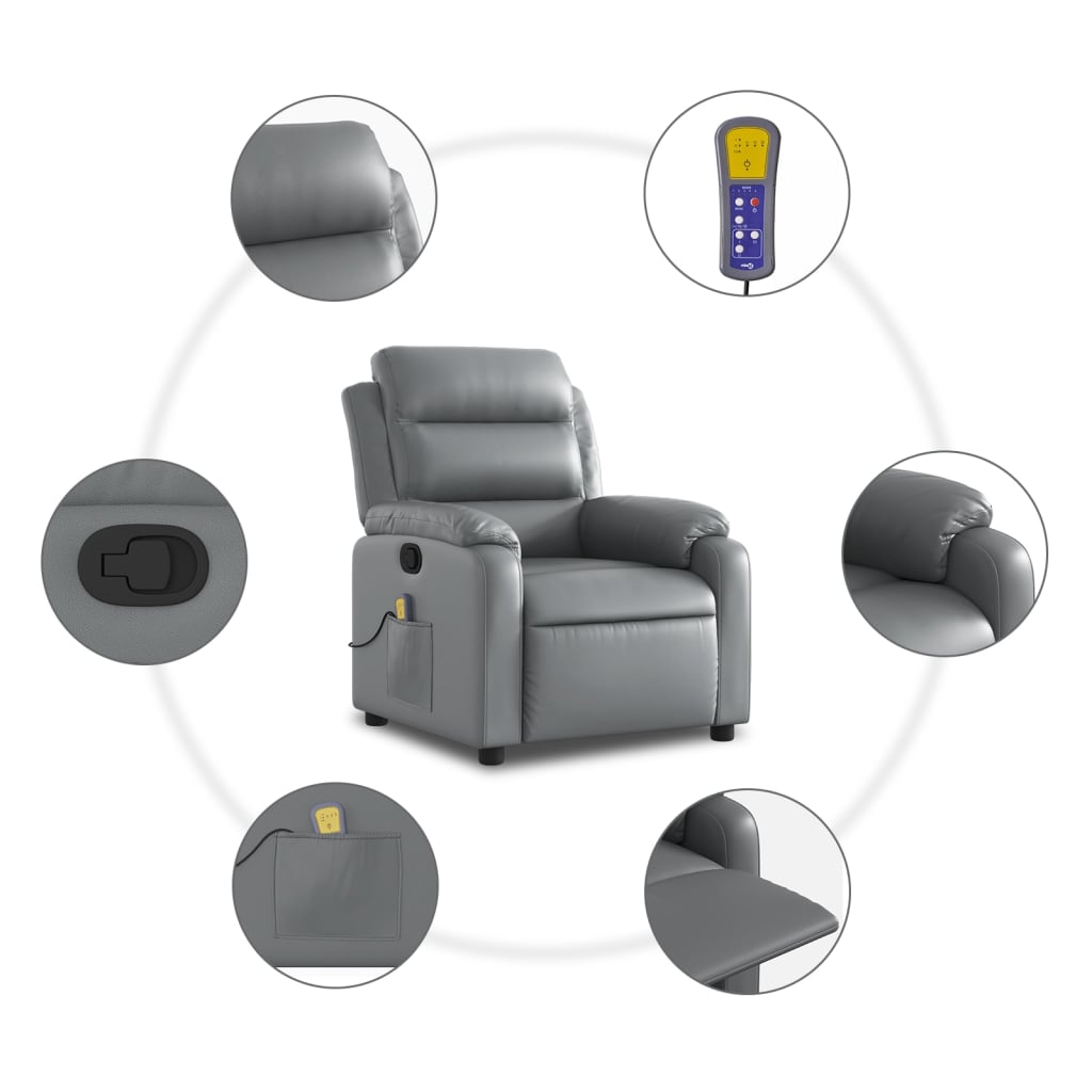 Fauteuil de massage inclinable gris similicuir - XIOS
