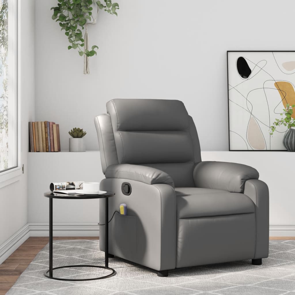 Fauteuil de massage inclinable gris similicuir - XIOS
