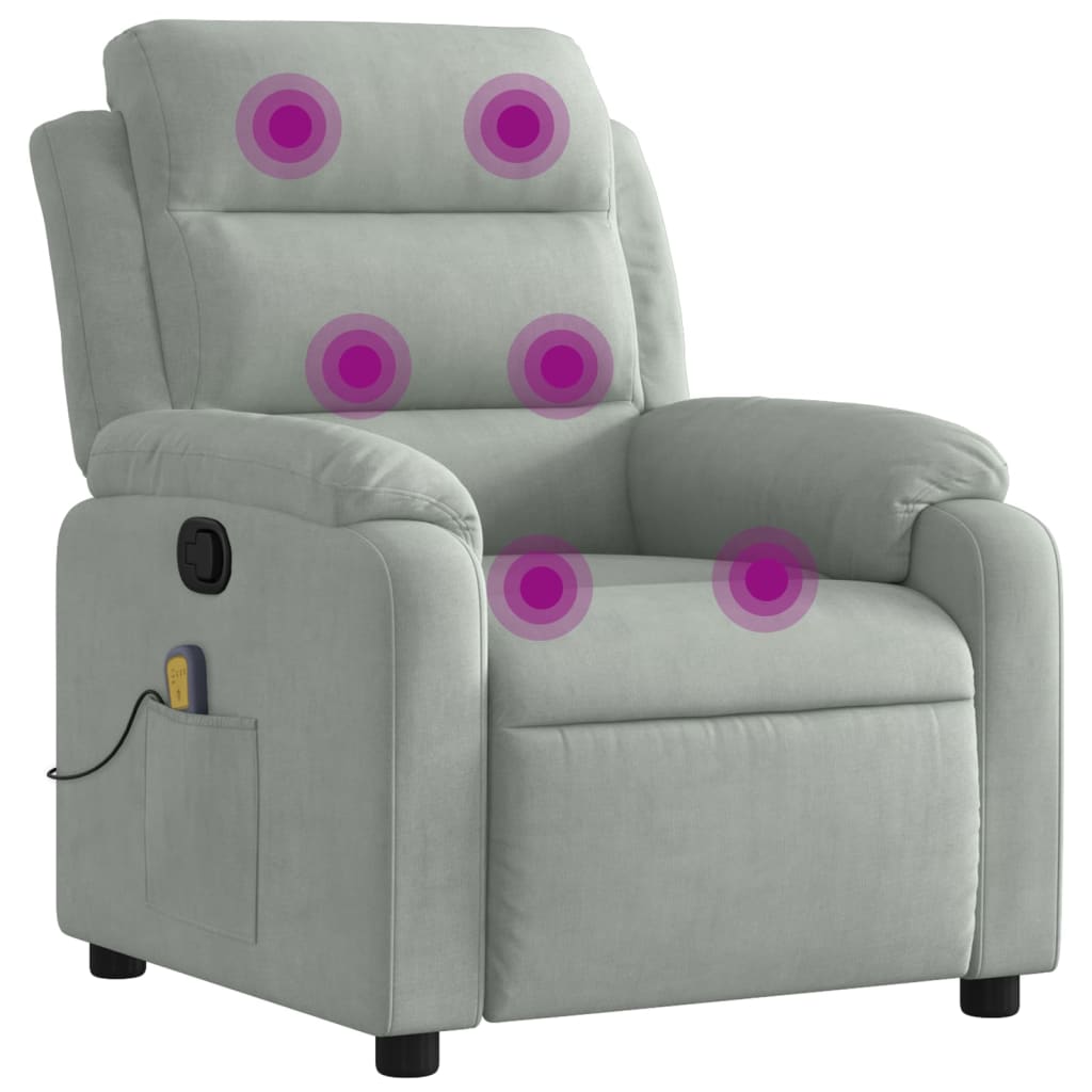 Fauteuil inclinable de massage gris clair velours - XIOS
