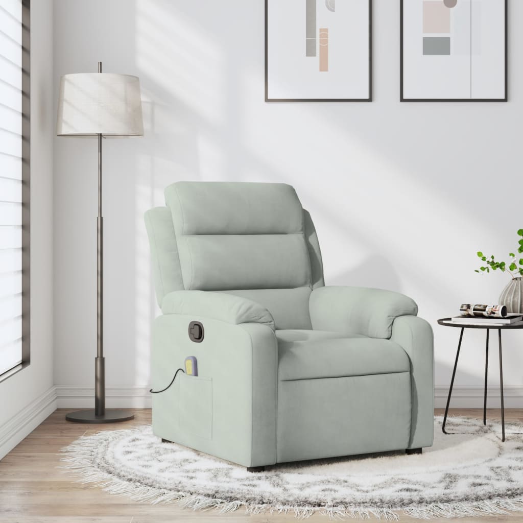 Fauteuil inclinable de massage gris clair velours - XIOS