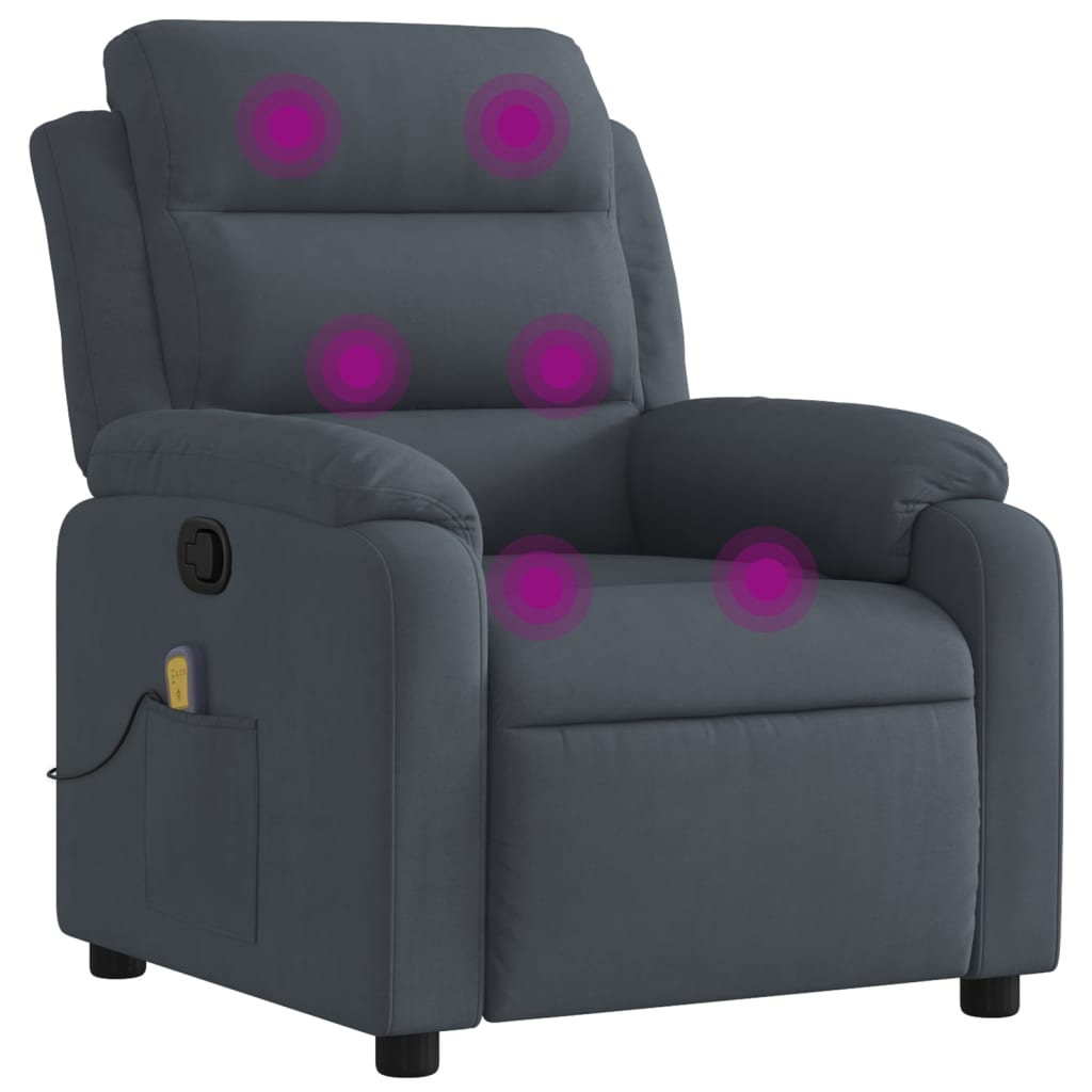 Fauteuil inclinable de massage gris foncé velours - XIOS