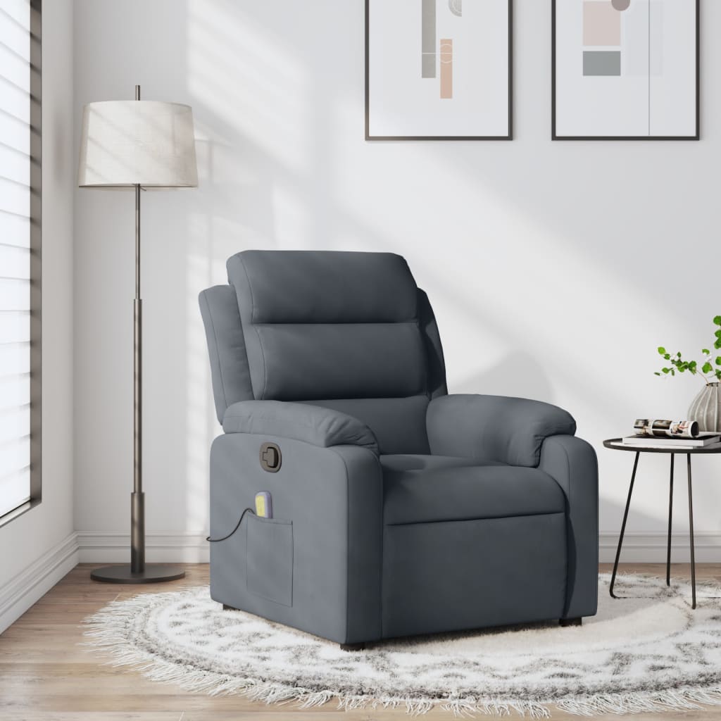 Fauteuil inclinable de massage gris foncé velours - XIOS
