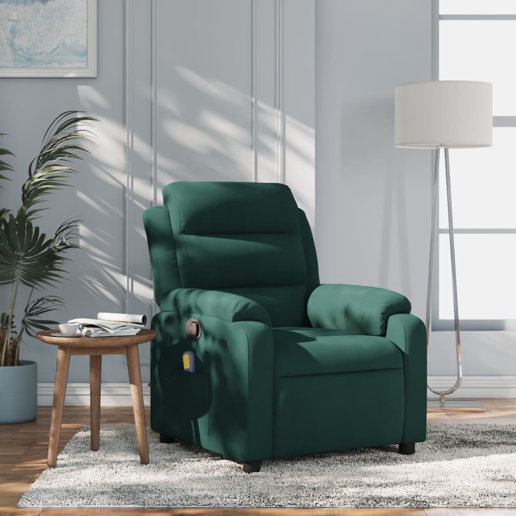 Fauteuil inclinable de massage vert foncé velours - XIOS