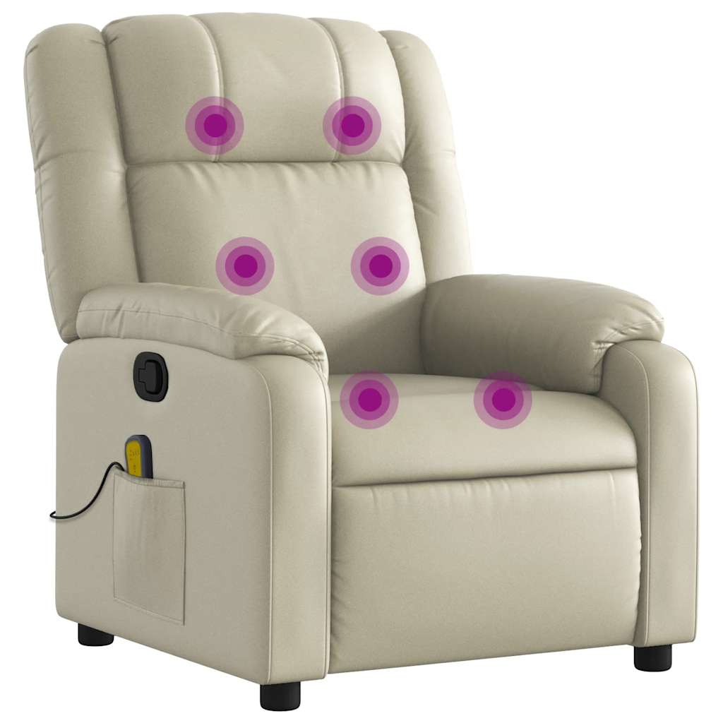Fauteuil de massage inclinable crème similicuir - XIOS