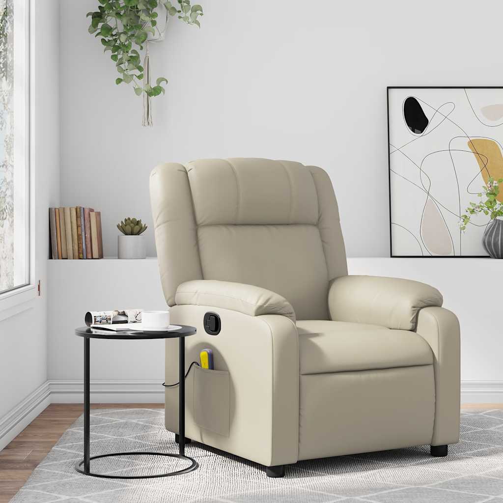 Fauteuil de massage inclinable crème similicuir - XIOS