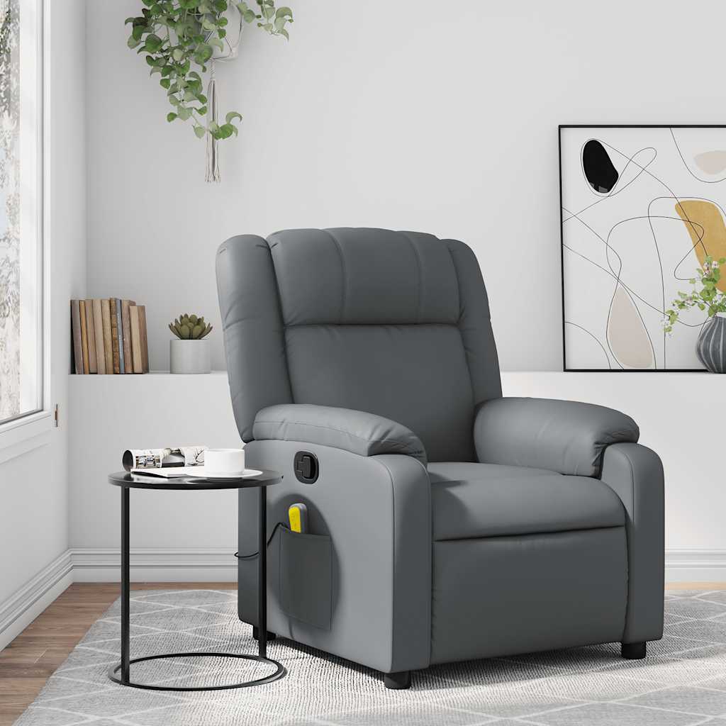 Fauteuil de massage inclinable gris similicuir - XIOS
