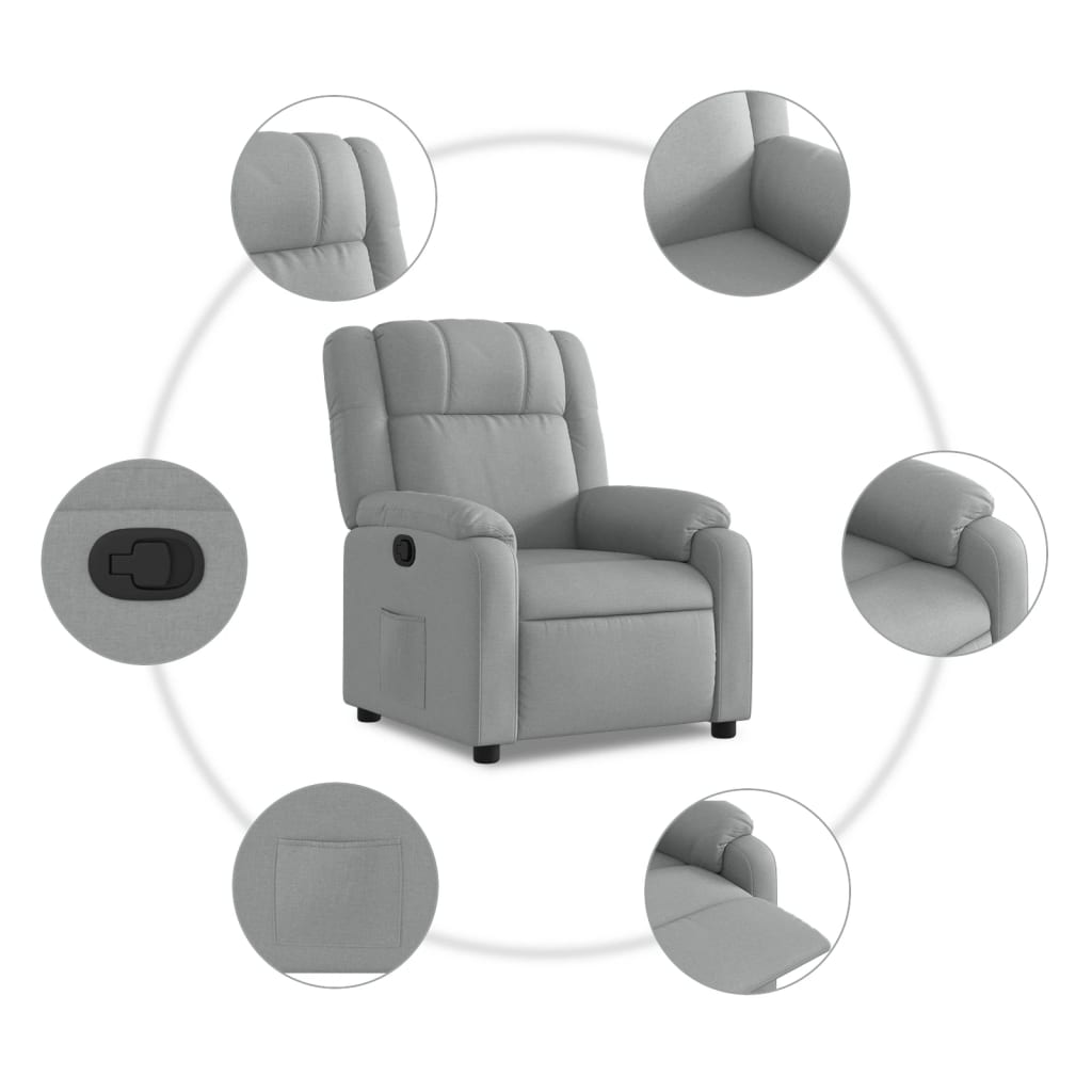 Fauteuil inclinable gris clair tissu - XIOS