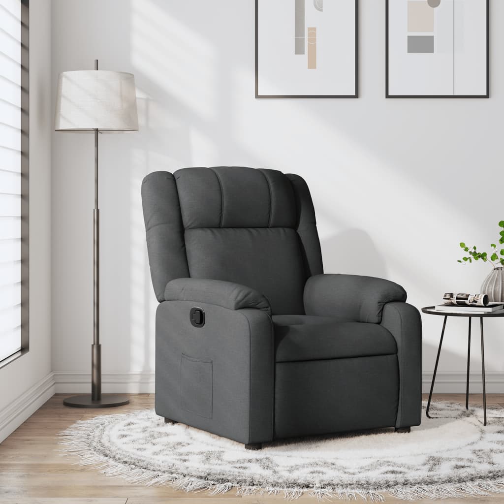 Fauteuil inclinable gris foncé tissu - XIOS