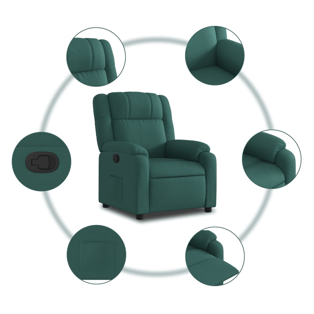 Fauteuil inclinable vert foncé tissu - XIOS