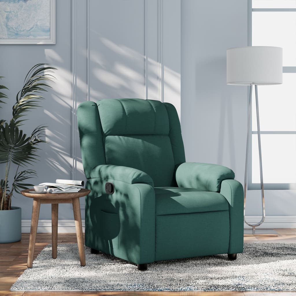 Fauteuil inclinable vert foncé tissu - XIOS