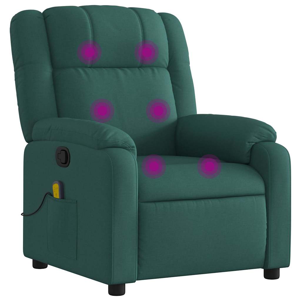 Fauteuil inclinable de massage vert foncé tissu - XIOS