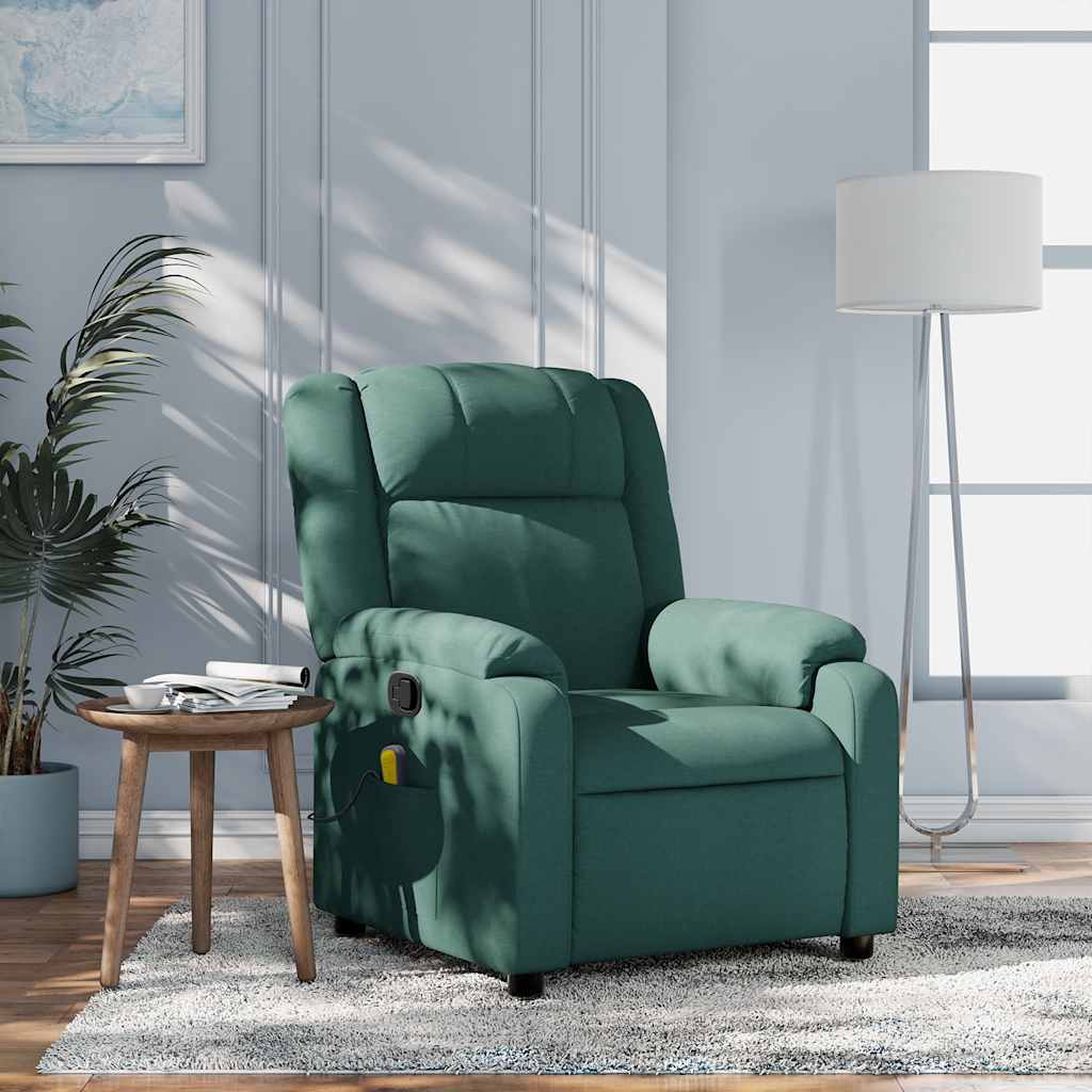 Fauteuil inclinable de massage vert foncé tissu - XIOS
