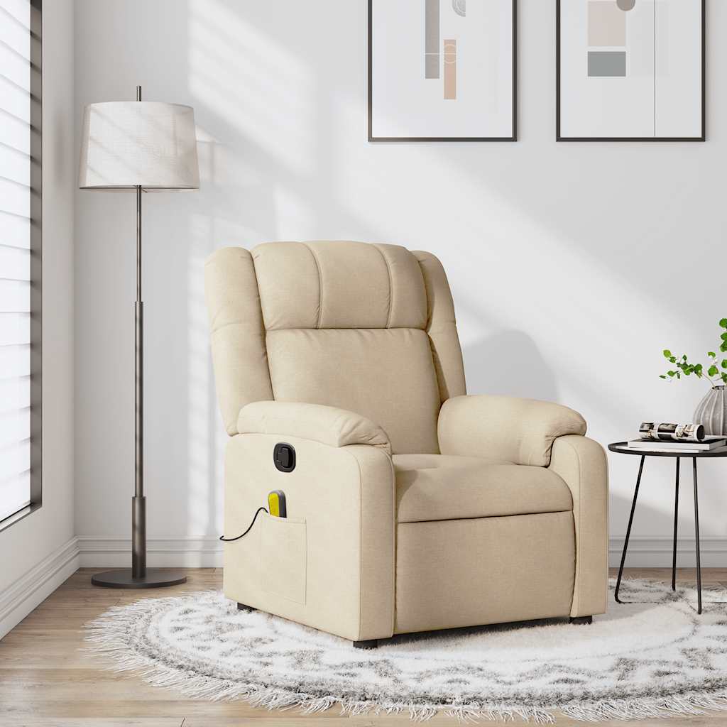 Fauteuil inclinable de massage crème tissu - XIOS