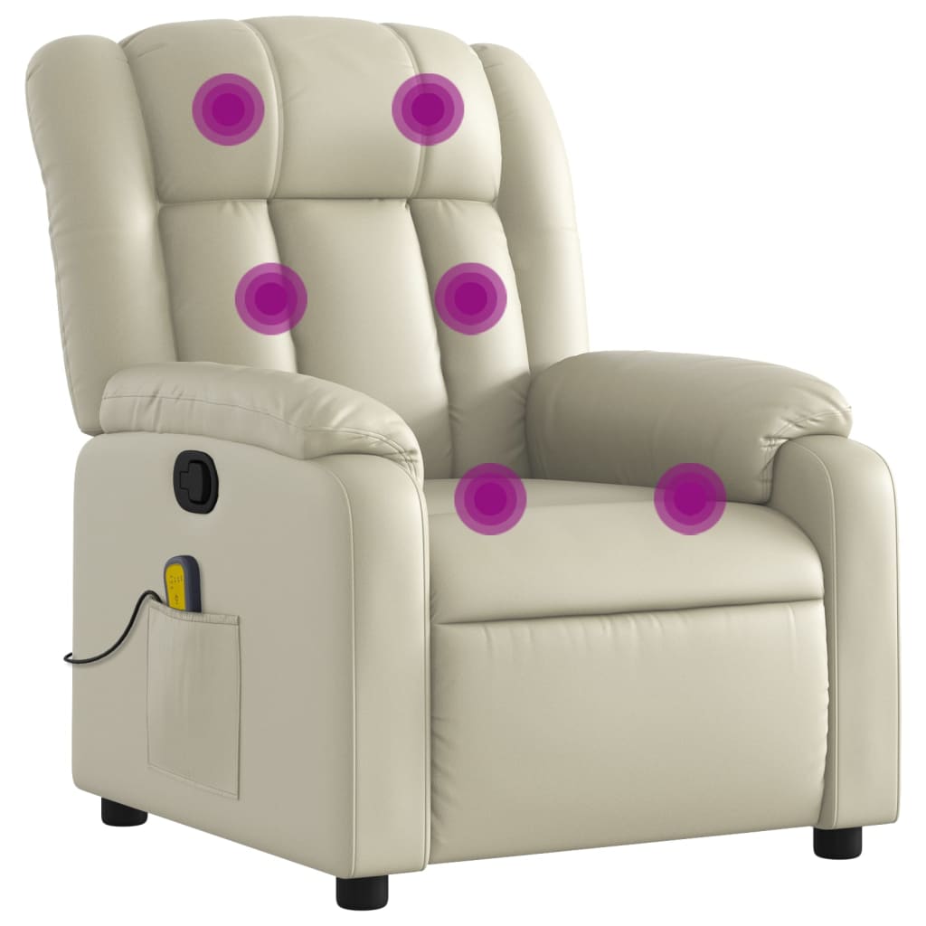 Fauteuil de massage inclinable crème similicuir - XIOS