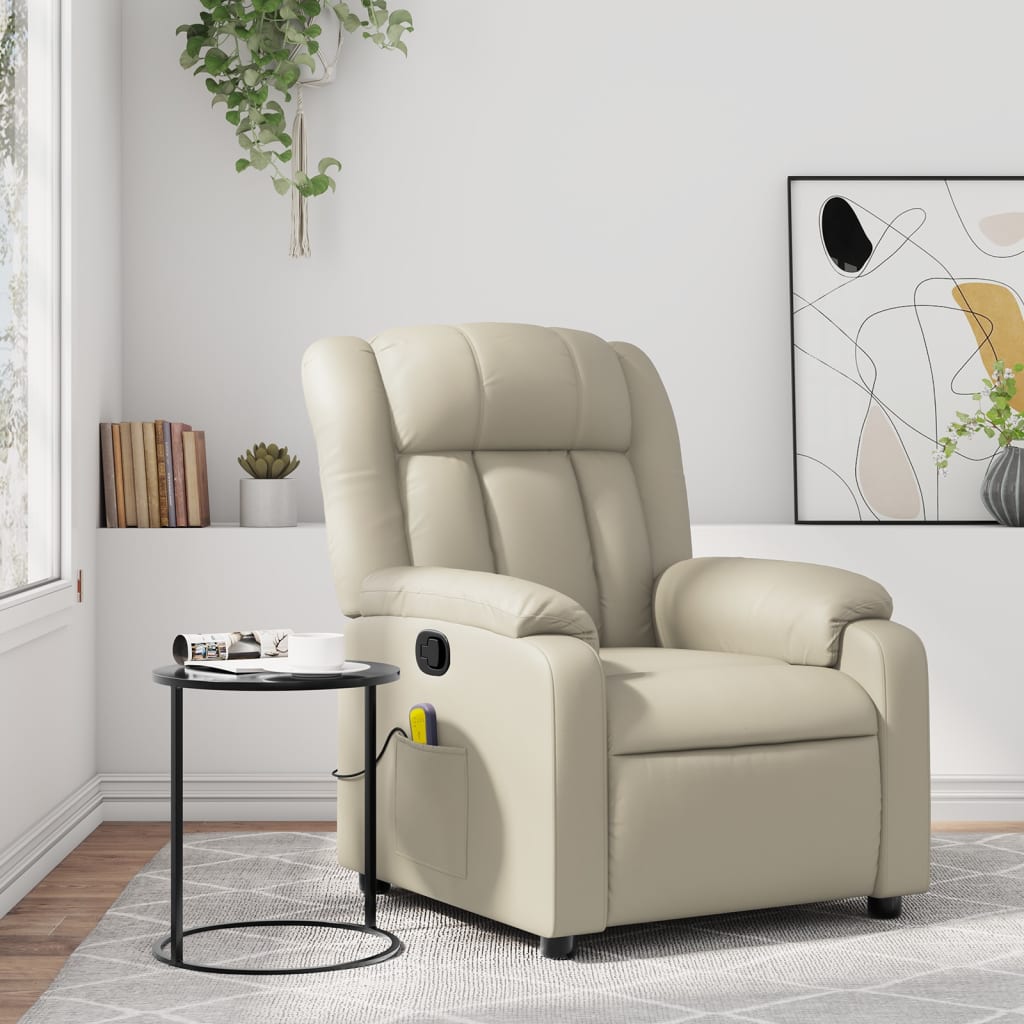 Fauteuil de massage inclinable crème similicuir - XIOS