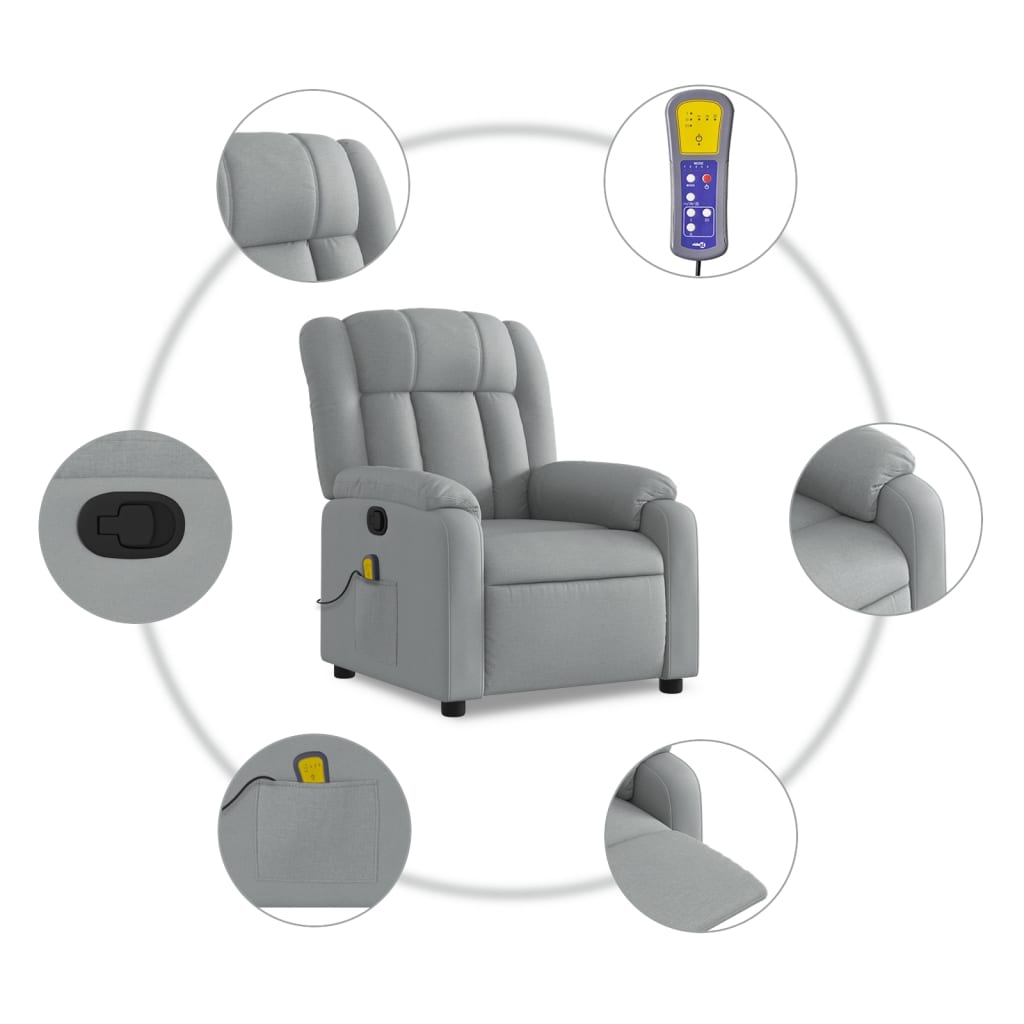 Fauteuil inclinable de massage gris clair tissu - XIOS