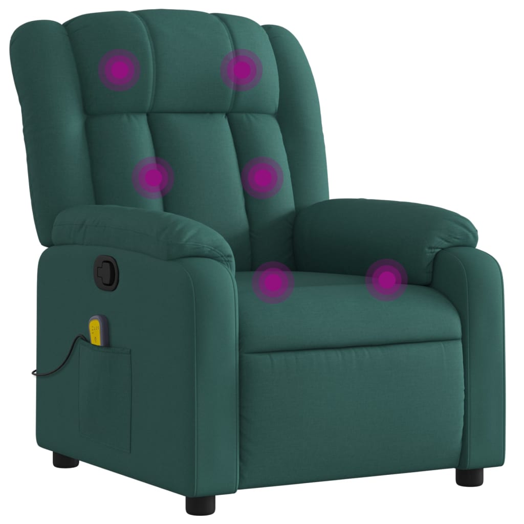 Fauteuil inclinable de massage vert foncé tissu - XIOS