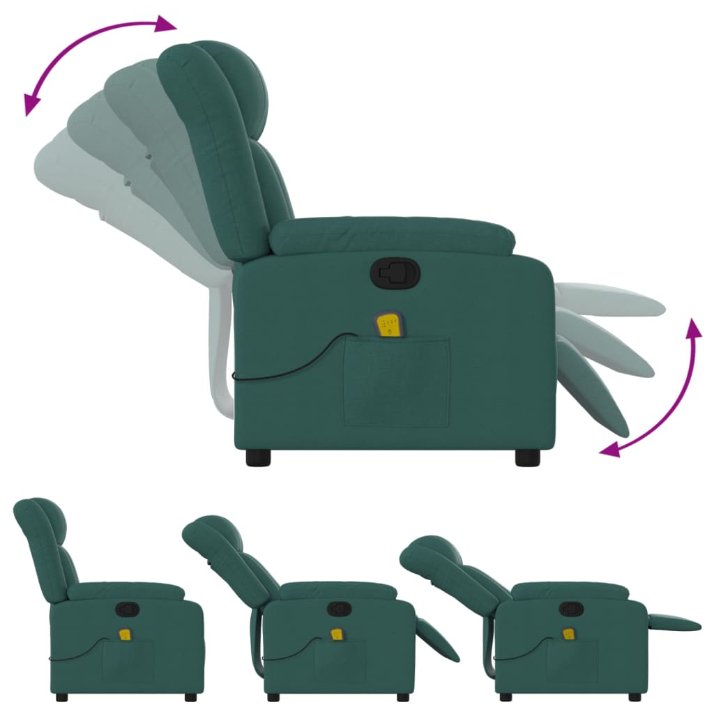 Fauteuil inclinable de massage vert foncé tissu - XIOS