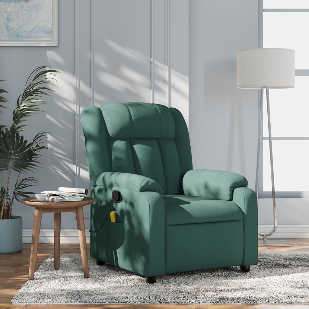 Fauteuil inclinable de massage vert foncé tissu - XIOS